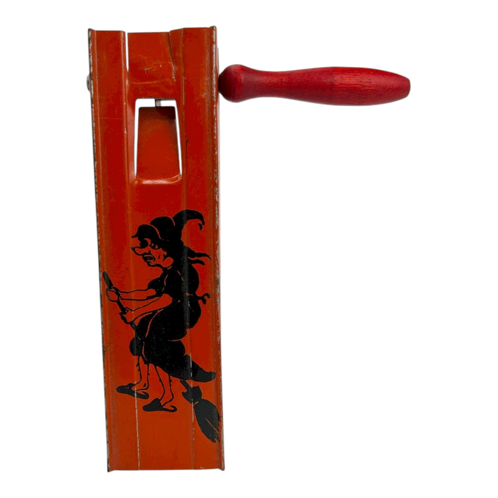 Vintage Halloween German Tin Ratchet Witch Noisemaker Scarce ~ 1930s at Eerie Emporium. 