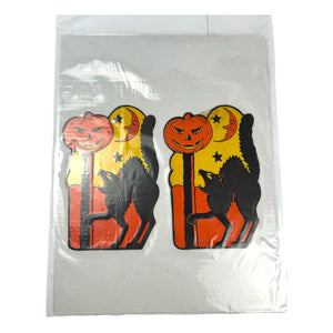 Vintage Halloween H.E. Luhrs Beistle Black Cat with JOL Die Cut ~ 1940s/1950s Set of 2 at Eerie Emporium. 13