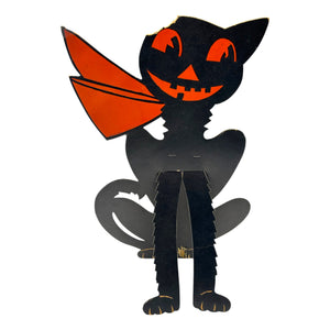 Vintage Halloween H.E. Luhrs (Beistle) Cat with Scarf Black Cat Decoration ~ 1930s at Eerie Emporium. 4
