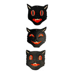 Vintage Halloween H.E. Luhrs Black Cat Face Die Cuts Set of 3 ~ 1940s / 1950s.