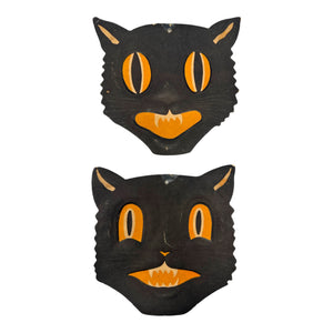 Vintage Halloween H.E. Luhrs Black Cat Face Die Cuts Set of 4 ~ 1940s / 1950s. 6