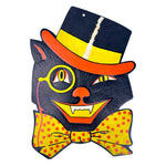 Vintage Halloween H.E. Luhrs Black Cat in Hat with Monocle Diecut ~ 1940s/1950s at Eerie Emporium.