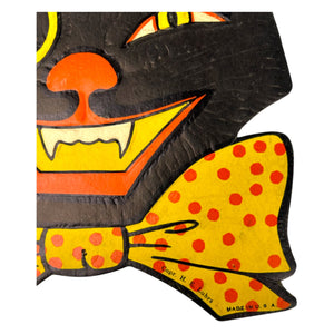 Vintage Halloween H.E. Luhrs Black Cat in Hat with Monocle Diecut ~ 1940s/1950s at Eerie Emporium. 5