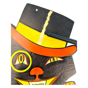 Vintage Halloween H.E. Luhrs Black Cat in Hat with Monocle Diecut ~ 1940s/1950s at Eerie Emporium. 6