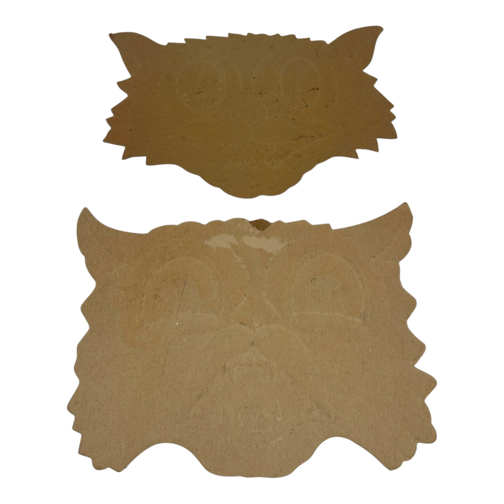 Vintage Halloween HE Luhrs Beistle Black Cat Face Embossed Die Cuts ~ Set of two Different Faces at Eerie Emporium. 11