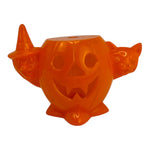 Vintage Halloween Hard Plastic Rosbro Jack-O'-Lantern With Cat and Witch Candy Container 1950s at Eerie Emporium. 