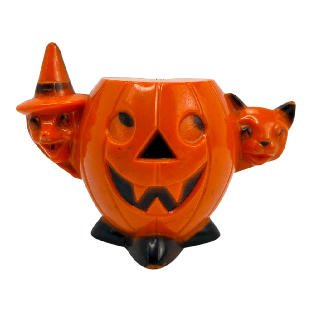 Vintage Halloween Rosbro JOL Witch Cat Candy Container | Eerie Emporium