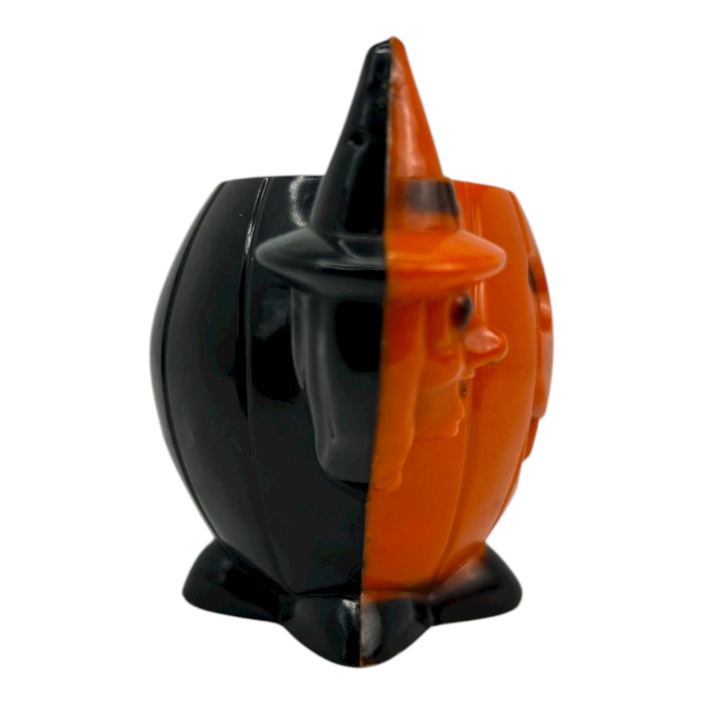 Vintage Halloween Rosbro JOL Witch Cat Candy Container | Eerie Emporium