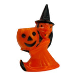 Vintage Halloween Hard Plastic Rosbro Witch With Jack O' Lantern Candy Container 3 at Eerie Emporium. 