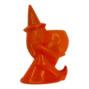 Vintage Halloween Hard Plastic Rosbro Witch With Jack O' Lantern Candy Container 3 at Eerie Emporium. 2