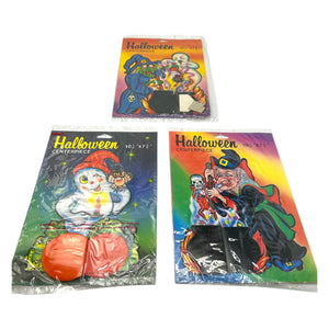 Vintage Halloween Honeycomb Centerpieces in Package, Set of 3 ~ 1980s Witch Ghosts at Eerie Emporium. 