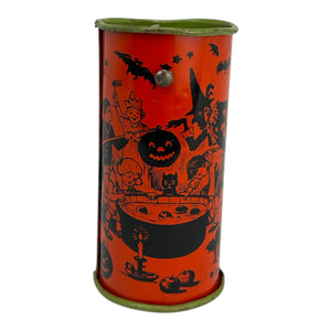 Vintage Halloween J Chein Tin Shaker Noisemaker ~ 1920s Halloween Party Scene at Eerie Emporium. 