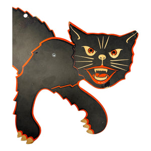 Vintage Halloween Jointed Scratch Black Cat with Orange Border Die Cut ~ 1960s at Eerie Emporium. 4