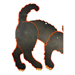 Vintage Halloween Jointed Scratch Black Cat with Orange Border Die Cut ~ 1960s at Eerie Emporium. 5