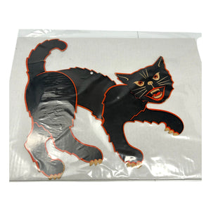 Vintage Halloween Jointed Scratch Black Cat with Orange Border Die Cut ~ 1960s at Eerie Emporium. 6