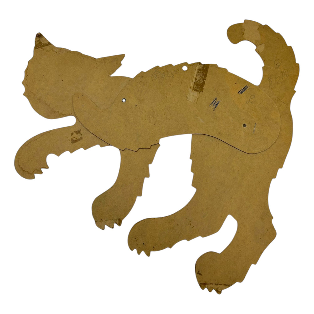 Vintage Halloween Jointed Scratch Black Cat with Orange Border Die Cut ~ 1960s at Eerie Emporium. 8