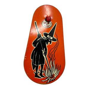 Vintage Halloween Kirchhof "Life of the Party" Tin Witch with JOL Noisemaker Ratchet ~ 1950s at Eerie Emporium.