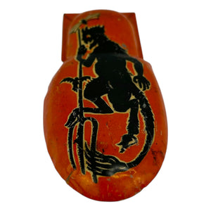 Vintage Halloween Kirchhof Tin Clicker Noisemaker with Devil ~ Made In USA ~ 1930s/1940s at Eerie Emporium. 3