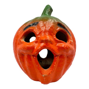 Vintage Halloween Large 2-Faced / Double Sided Paper Mache Jack-O'-Lantern With Stem ~ 1940s Choir Boy at Eerie Emporium.