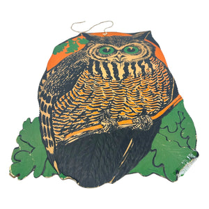 Vintage Halloween Large Beistle Owl Against Moon Heavily Embossed Diecut ~ 1930s at Eerie Emporium. 5