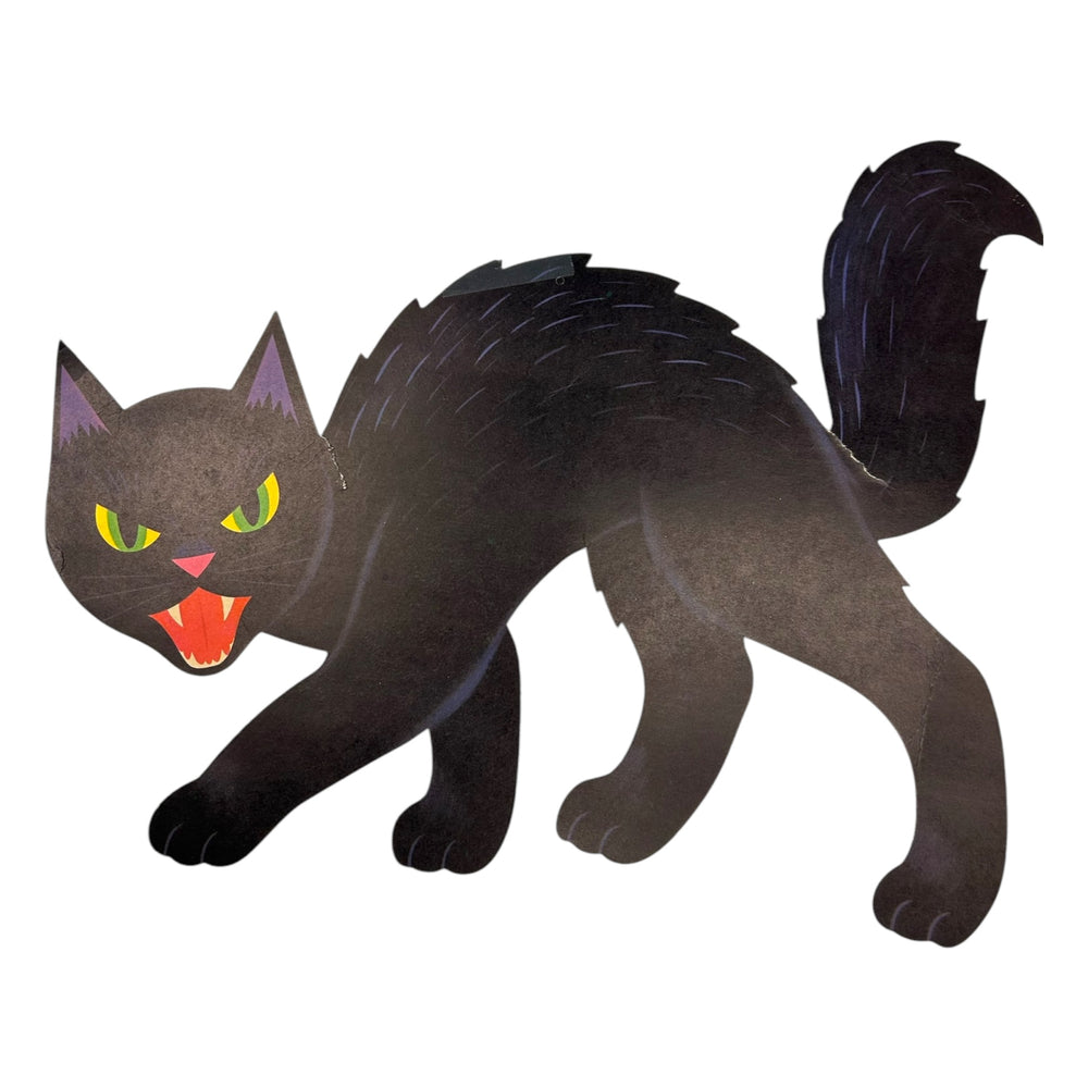 Vintage Halloween Large Black Cat with Purple Coloring Diecut at Eerie Emporium. 2