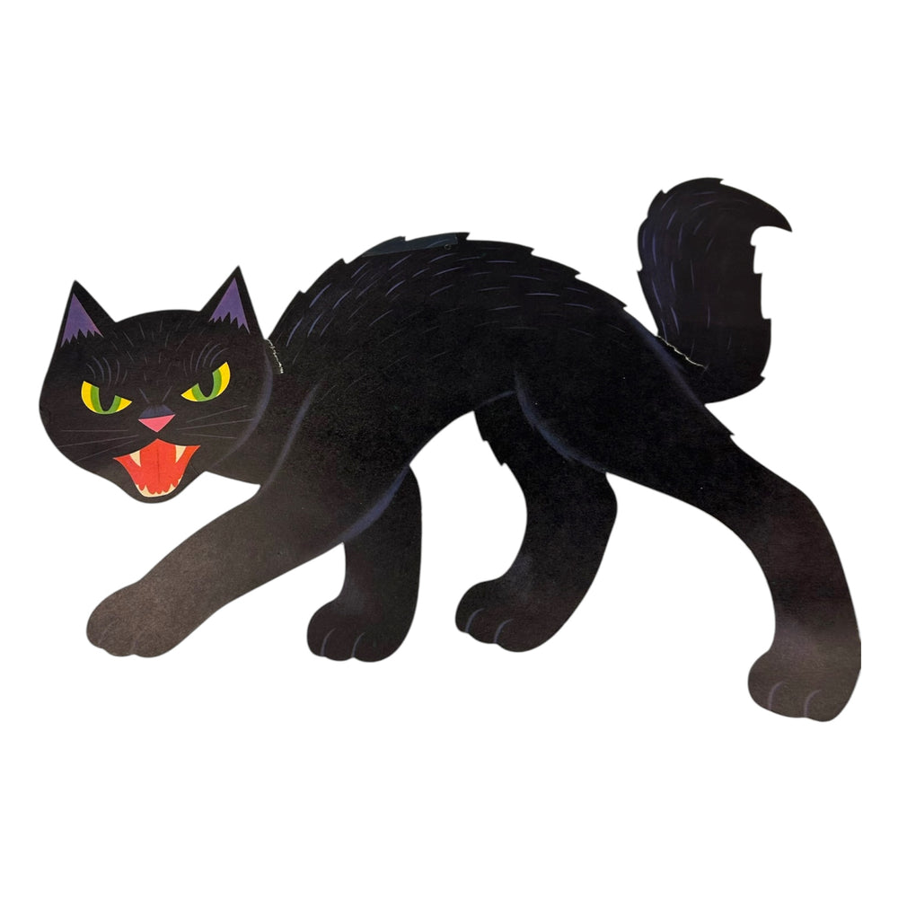 Vintage Halloween Large Black Cat with Purple Coloring Diecut at Eerie Emporium. 3