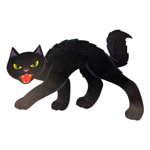 Vintage Halloween Large Black Cat with Purple Coloring Diecut at Eerie Emporium. 3