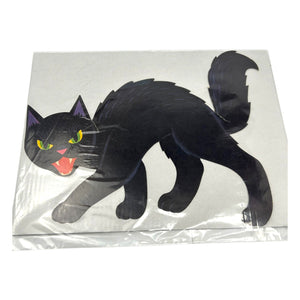 Vintage Halloween Large Black Cat with Purple Coloring Diecut at Eerie Emporium. 5