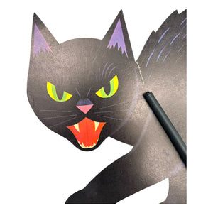 Vintage Halloween Large Black Cat with Purple Coloring Diecut at Eerie Emporium. 6