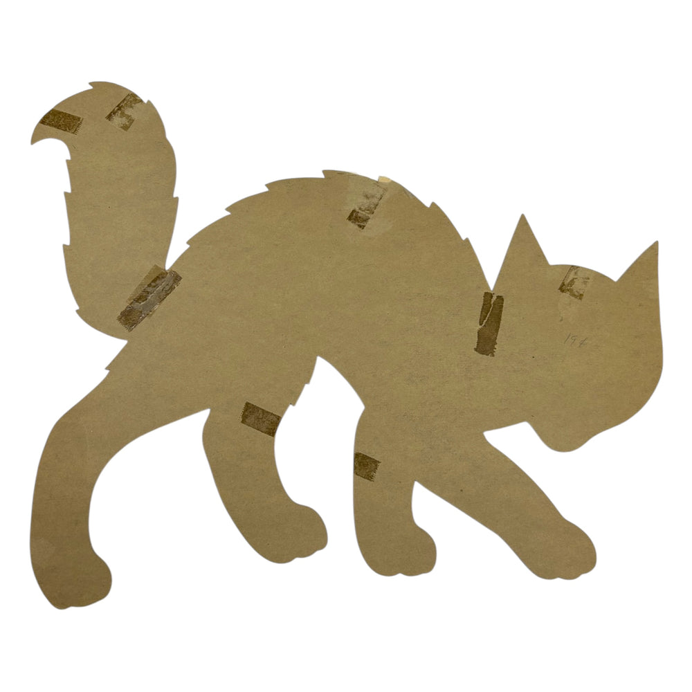 Vintage Halloween Large Black Cat with Purple Coloring Diecut at Eerie Emporium. 8