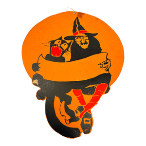 Vintage Halloween Large Dennison Witch and Cat Singing Rare ~ Late 1920s/Early 1930s at Eerie Emporium. 3