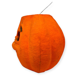 Vintage Halloween Large Paper Mache Fluorescent DayGlo Jack O' Lantern ~ Pulp Pumpkin 1960s at Eerie Emporium.