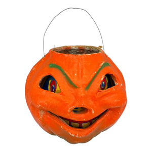 Vintage Halloween Large Paper Mache JOL Pumpkin with Original Insert at Eerie Emporium. 4
