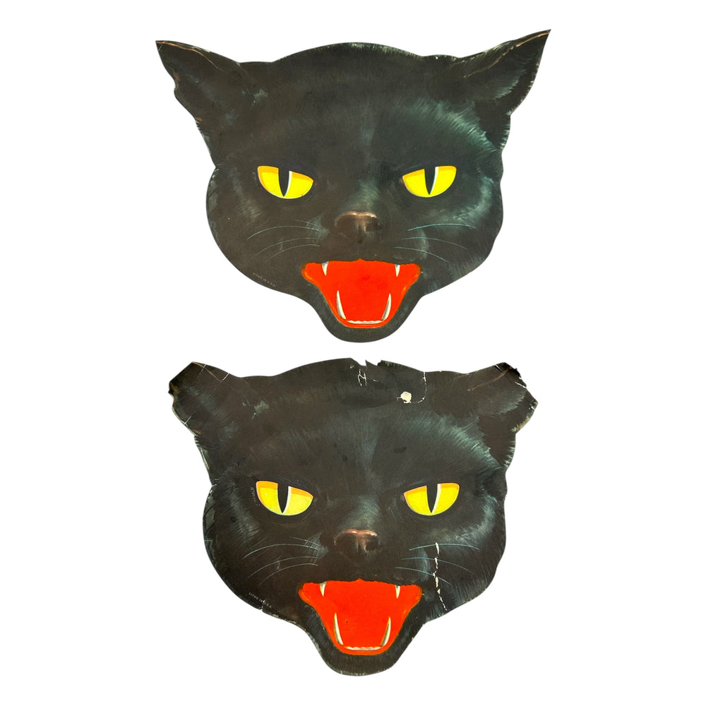 Vintage Halloween Litho Paper Black Cat Diecut Set of 2 ~ 1950s at Eerie Emporium. 2
