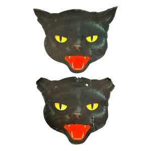 Vintage Halloween Litho Paper Black Cat Diecut Set of 2 ~ 1950s at Eerie Emporium. 2