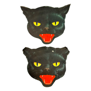 Vintage Halloween Litho Paper Black Cat Diecut Set of 2 ~ 1950s at Eerie Emporium. 