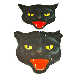 Vintage Halloween Litho Paper Black Cat Diecut Set of 2 ~ 1950s at Eerie Emporium. 3 