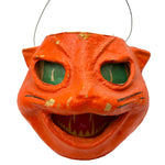 Vintage Halloween Orange Cat Pulp Paper Mache ~ 1940s/1950s at Eerie Emporium. 