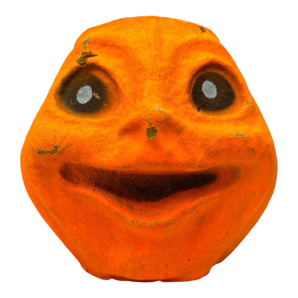 Vintage Halloween Paper Mache Fluorescent Jack O' Lantern ~ Pulp Pumpkin Late 1950s at Eerie Emporium. 3