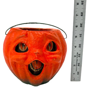 Vintage Halloween Paper Mache Jack-O'-Lantern ~ 1940s with 29 Cents Sticker at Eerie Emporium. 13