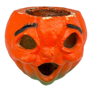 Vintage Halloween Paper Mache Jack O' Lantern ~1940s with 25 Cents Stamp at Eerie Emporium. 3