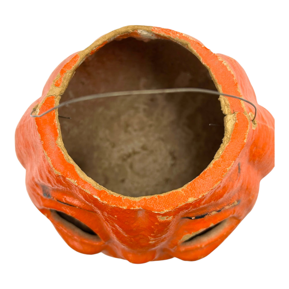 Vintage Halloween Paper Mache Jack O' Lantern with Original Face Insert 1940s at Eerie Emporium. 10