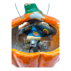 Vintage Halloween Paper Mache Lantern Jack-O'-Lantern with Original Insert ~ 1930s at Eerie Emporium. 10