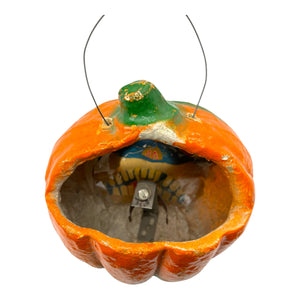 Vintage Halloween Paper Mache Lantern Jack-O'-Lantern with Original Insert ~ 1930s at Eerie Emporium. 11
