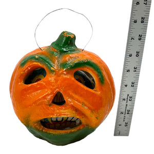 Vintage Halloween Paper Mache Lantern Jack-O'-Lantern with Original Insert ~ 1930s at Eerie Emporium. 14