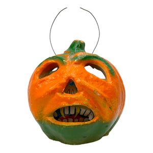 Vintage Halloween Paper Mache Lantern Jack-O'-Lantern with Original Insert ~ 1930s at Eerie Emporium. 3
