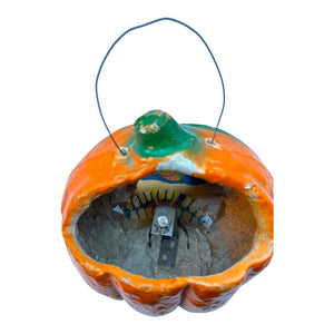 Vintage Halloween Paper Mache Lantern Jack-O'-Lantern with Original Insert ~ 1930s at Eerie Emporium. 9