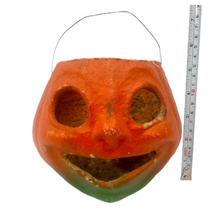 Vintage Halloween Paper Mache Pulp Jack-O'-Lantern ~ 1940s Pumpkin at Eerie Emporium.