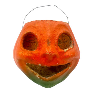 Vintage Halloween Paper Mache Pulp Jack-O'-Lantern ~ 1940s Pumpkin at Eerie Emporium.