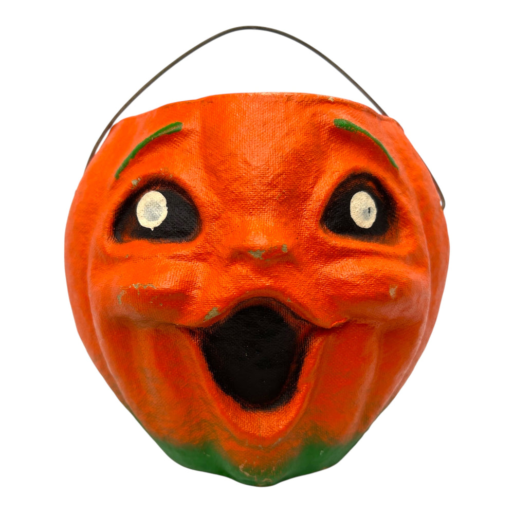 Vintage Halloween Paper Mache Pulp Jack-O'-Lantern Candy Container ~ 1950s at Eerie Emporium. 2
